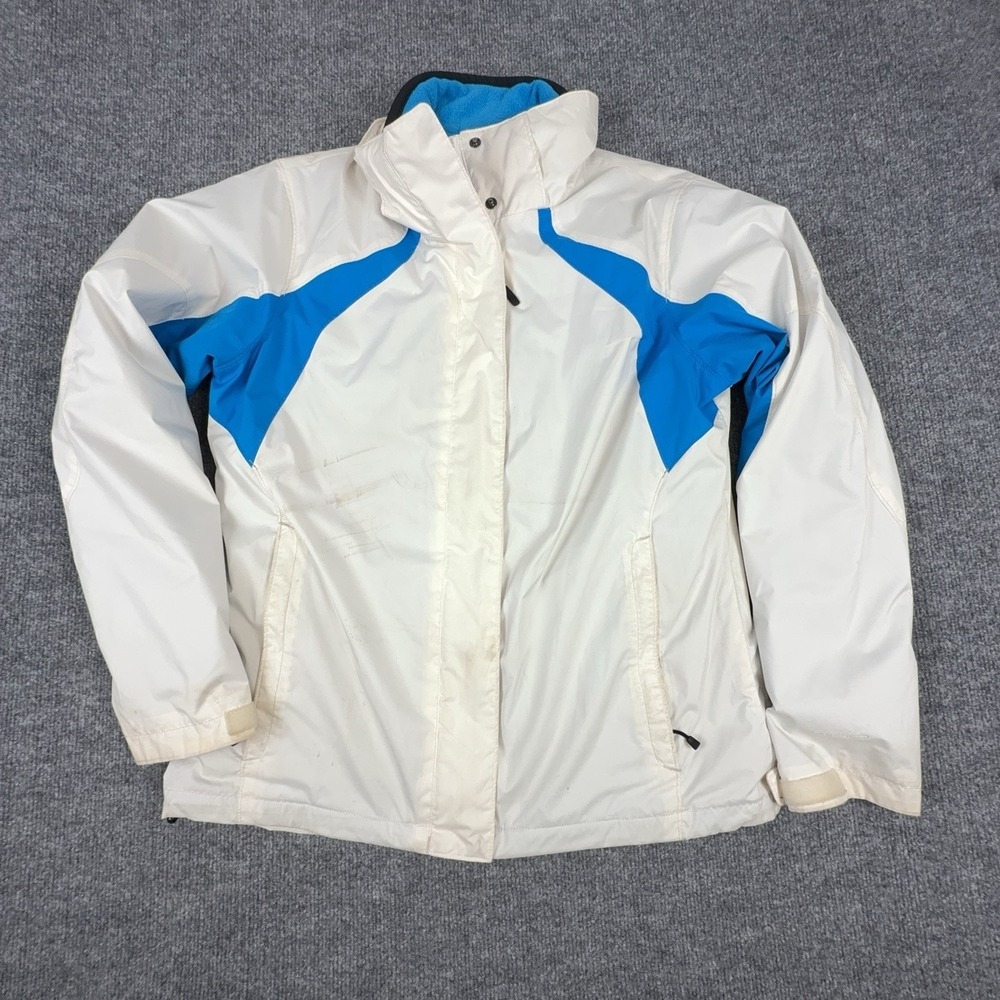 Columbia Interchange Jacket Womens Large White Blue 3-in-1 Omni-Shield Zip Ski